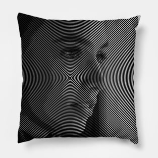 A Woman Portrait In Spiral Lines Pillow