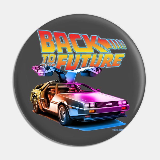 Delorean Back To the Future Synthwave Colors Pin by DavidLoblaw