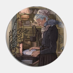 old lady washing the dishes Pin