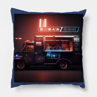 Cyberpunk Tokyo Ramen Food Truck Pillow