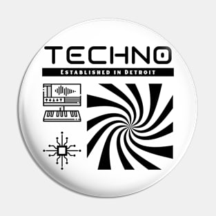 TECHNO  - Established In Detroit (black) Pin