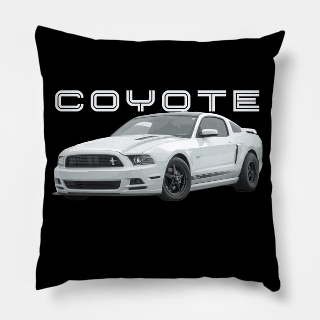 MACH 1 Mustang s197 GT 5.0L V8 coyote engine Performance white Car Pillow by cowtown_cowboy