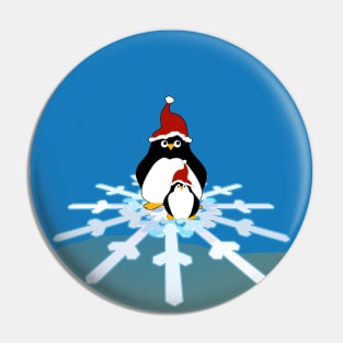 Christmas Penguins on Snowflake Pin