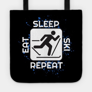 Eat Sleep Ski Repeat T-Shirt and Apparel For Skiers Tote