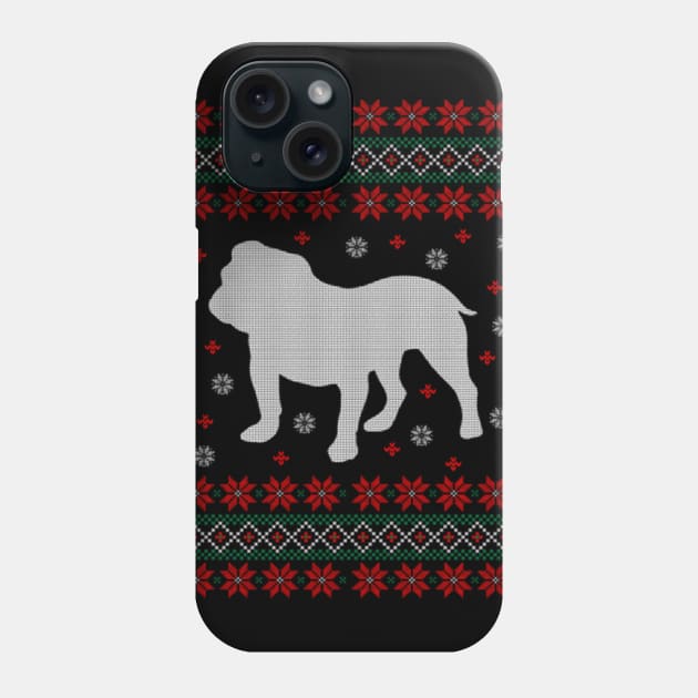 English Bulldog Ugly Christmas Sweater Gift Phone Case by uglygiftideas