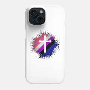 Paint Splatter Gender Fluid Pride Flag Cross Symbol Phone Case