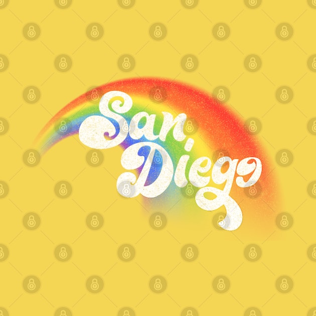 San Diego // Faded Retro Rainbow Typography Design by DankFutura