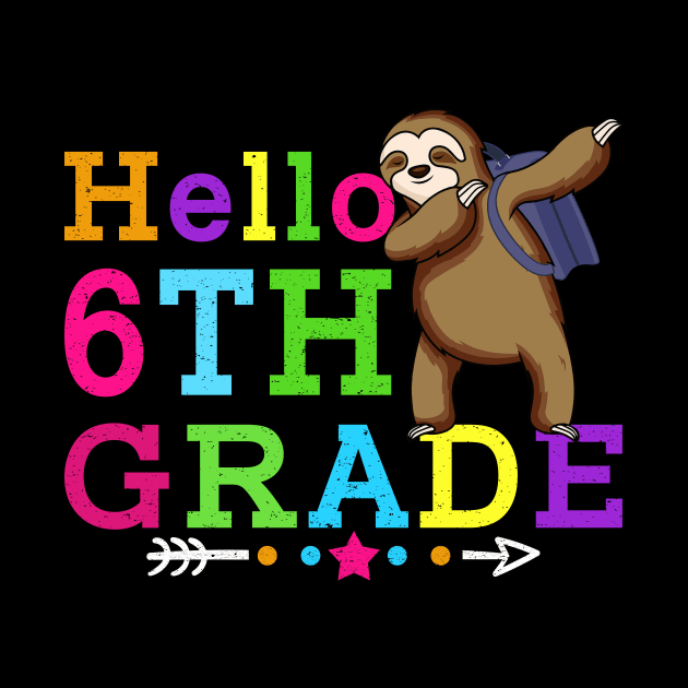 Sloth Hello 6th Grade Teachers Kids Back to school Gifts by kateeleone97023