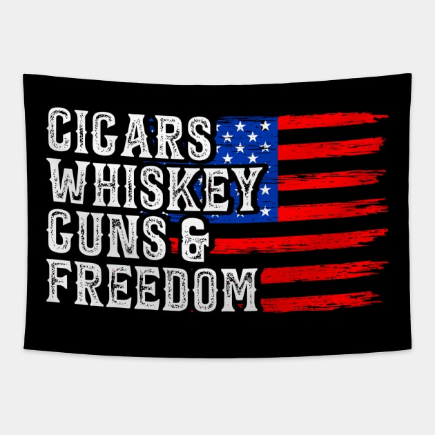 Cigars whiskey guns and freedom Tapestry by StarMa