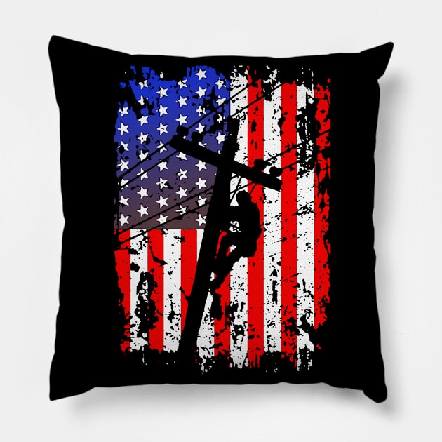 Patriot Lineman American Flag Pillow by DAN LE