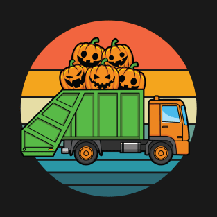 Garbage Truck Jack O Lantern Pumpkin Halloween T-Shirt