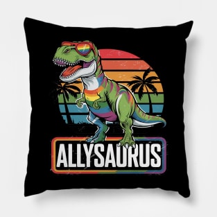 LGBT Dinosaur T Rex Gay Pride Dino Allysaurus Rainbow Pillow