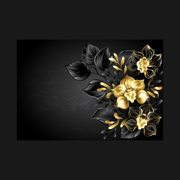 Black Background with Black Orchid by Blackmoon9