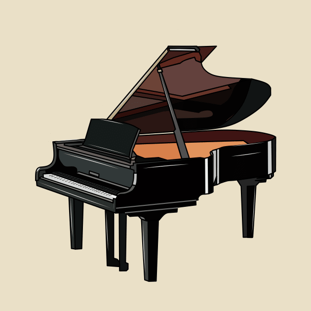 Piano cartoon illustration by Miss Cartoon