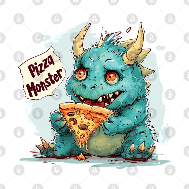 Cute Pizza Eating Monster by Obotan Mmienu