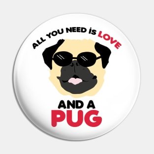 Pug Dog Lover All You need is Love / Red Pugs Pattern Pin