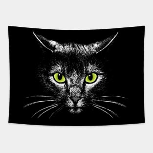 White angel cat face green eyes Tapestry