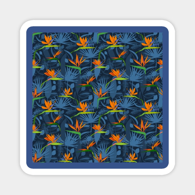 exotic flowers paradise Strelitzia tropical leaves Magnet by artverich