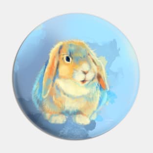 Winter Fluff - Bunny Rabbit Digital Painting Pin