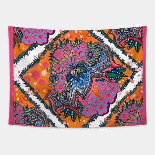 Boho Chic Flower Power - Vibrant Colorful Abstract Flower Pattern Tapestry