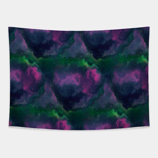 Futuristic Space Galaxy Marble Watercolor Tapestry by Moon Art