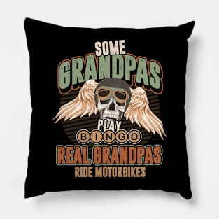 Funny Grandpa Biking Motorbike Fathers Day Biker Pillow