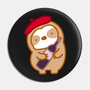 Cute Parisian Wine Sloth Pin