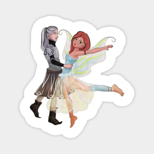 Dancing fairy and elf - transparent background Magnet