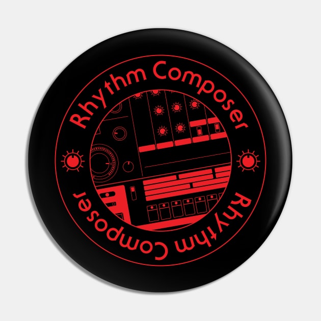 808 Drum Machine Graphic: Rhythm Composer Pin by Atomic Malibu