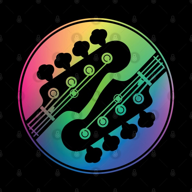 Bass Guitar Headstock Circle Colorful Gradient Theme by nightsworthy