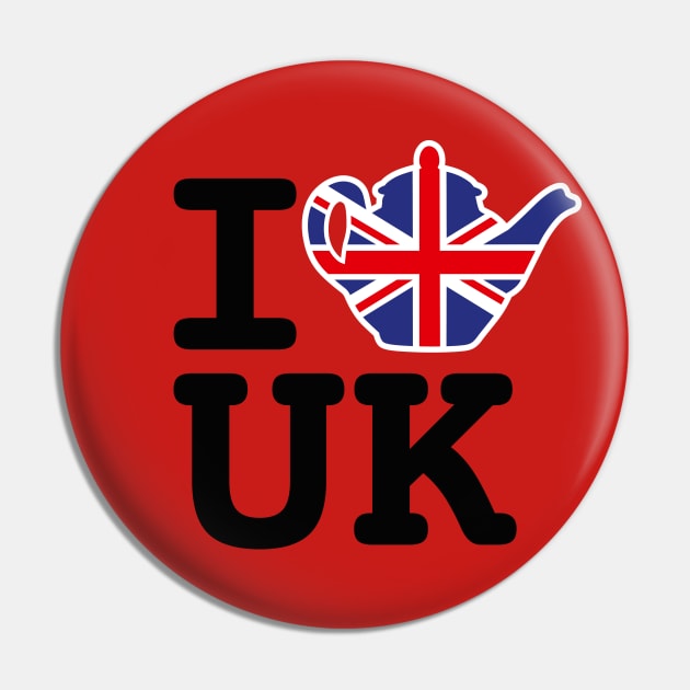 I love UK Union Jack Flag Great Britain British teapot tea Pin by LaundryFactory