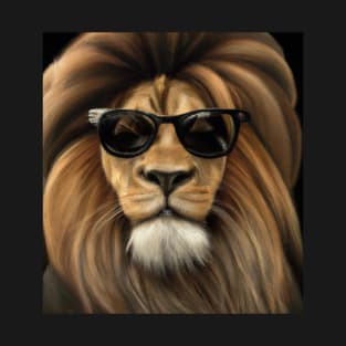 Cool Sunglasses Wearing Lion with Mane T-Shirt