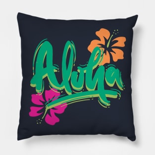 Aloha with island hibiscus flowers Pillow