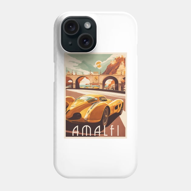 Amalfi Italy Supercar Vintage Travel Art Poster Phone Case by OldTravelArt