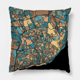 Lisbon Map Pattern in Mid Century Pastel Pillow