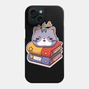 Cute cat sleeping on a book Phone Case