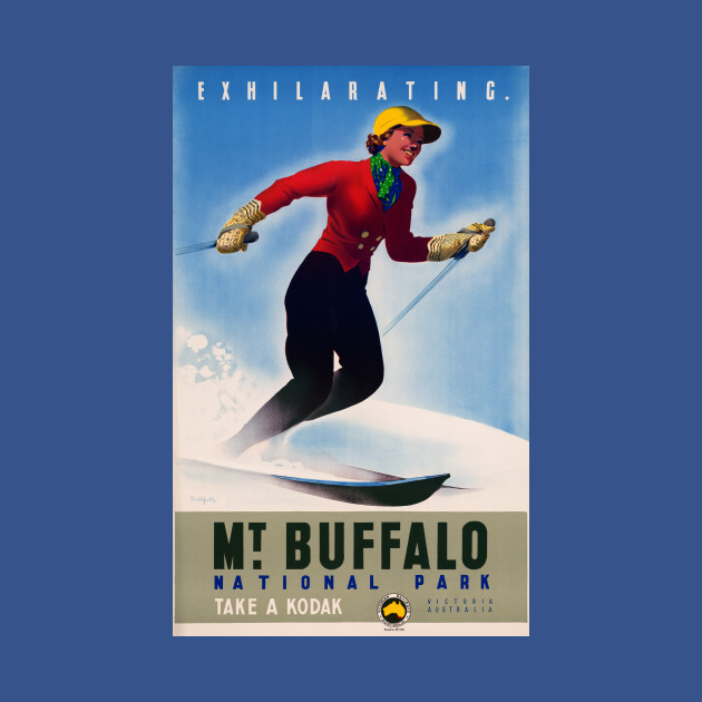 Discover Vintage Travel Poster Australia Mt. Buffalo - Buffalo - T-Shirt