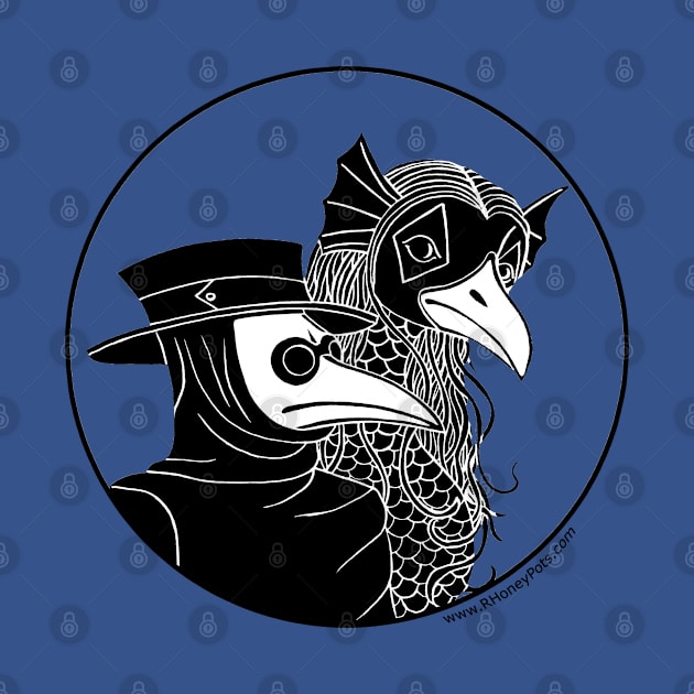 Plague Doctor and Amabie (no background) by R Honey Pots