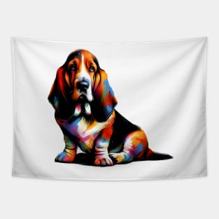 Vibrant Basset Fauve de Bretagne in Splash Art Tapestry