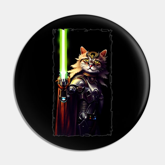 Fun Cat Print ~ AI Art ~ Fantasy Cat ~ Sci-fi Cat ~ Cats with Lightsabers Pin by catsnlightsabres