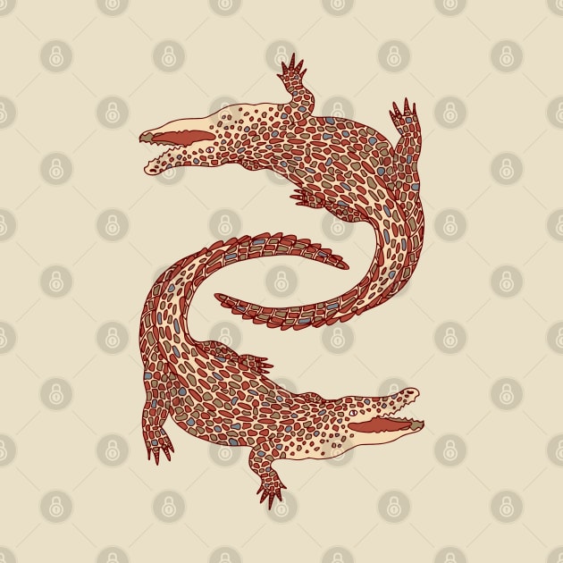 Crocodiles (Calm Beige and Gray Palette) by illucalliart