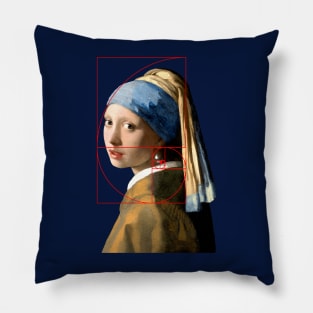 Vermeer Girl With Pearl Earring Fibonacci Sequence Pillow