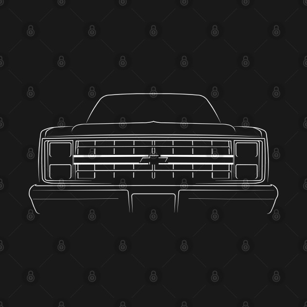 front/profile - Chevy Silverado Pickup - stencil, white by mal_photography