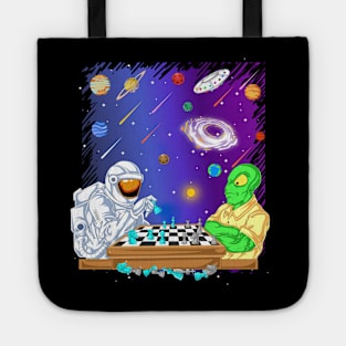 Astronaut Play Chess Tote