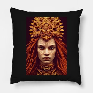 Ancient Red Haired Woman with Gold - best selling Pillow