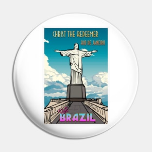 Christ The Redeemer Retro Travel Poster Pin