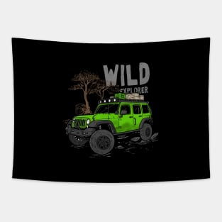 Wild Explorer Jeep - Adventure Green Jeep Wild Explore for Outdoor enthusiasts Tapestry