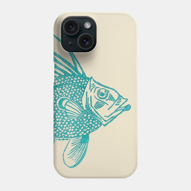 Blue John Dory Linocut Fish Phone Case by ElenaCasiglio