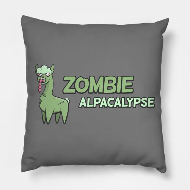 Zombie Alpacalypse II - puns Pillow by slugbunny