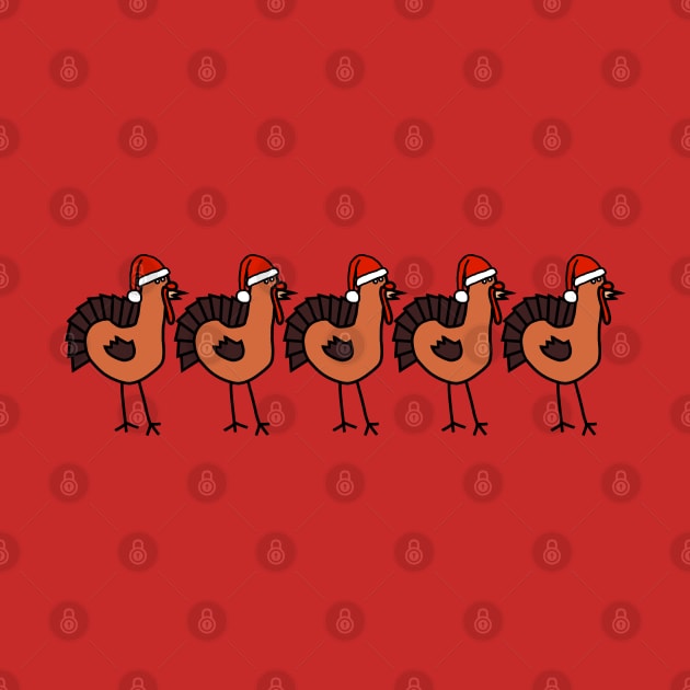 Christmas Turkey in Santa Hat Five by ellenhenryart